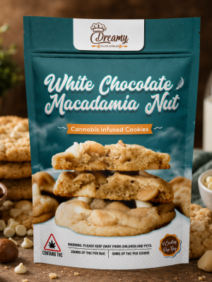 Dreamy Delite White Chocolate Macadamia Nut Canna Cookies | BUY EDIBLES ONLINE | DREAMY DELITE EDIBLES